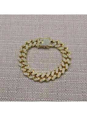 8 Inch Gold Plated Miami Cuban Hip Hop Chain Bracelet A7730